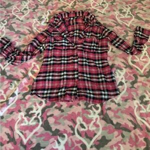 Plaid pink button down shirt